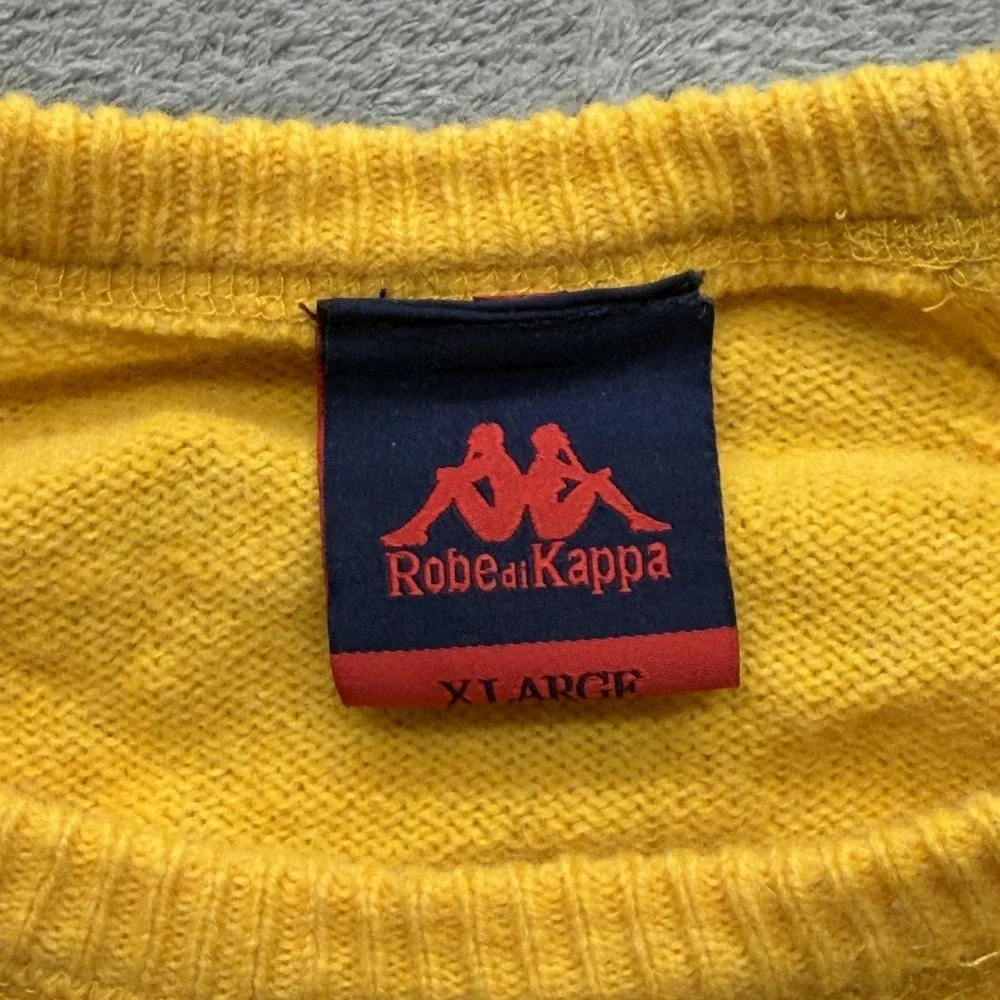 Robe Di Kappa Sweater Mens XL Yellow Milano‎ Lambswool Crewneck Graphic Pullover
